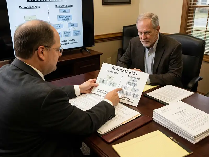Asset protection consultation with Leawood attorney discussing strategies to shield wealth from creditors and lawsuits